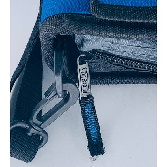 Case It Zipper Binder Mighty Zip Tab 3" Two 3-Ring Blue Shoulder Strap Pockets - Picture 10 of 12